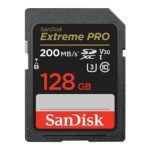 SanDisk 128GB Extreme PRO SDXC UHS-I Memory Card - C10, U3, V30, 4K UHD, SD Card, Dark gray/Black